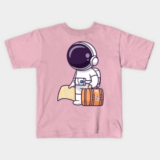 Cute Astronaut Travelling With Map And Suitcase Cartoon Kids T-Shirt